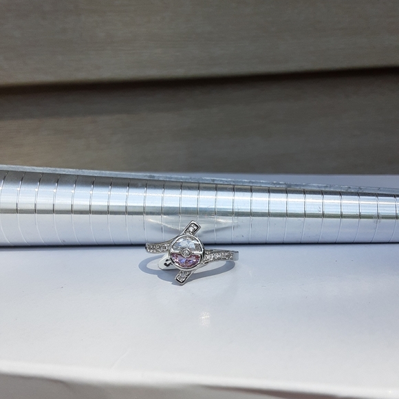 Pink Sapphire and Cz Ring size 9 - Picture 3 of 8